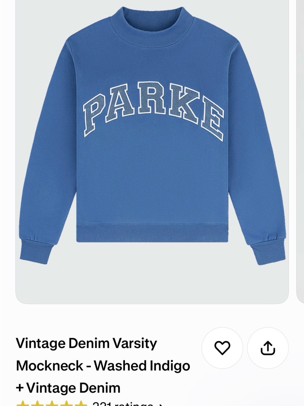 Parke Vintage Denim Varsity Mockneck- fleece